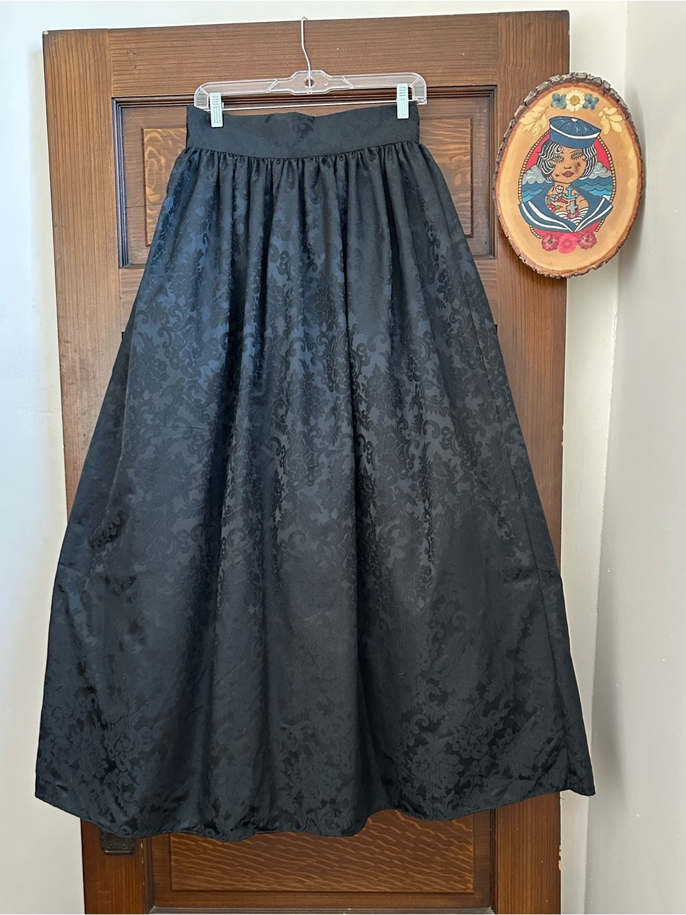 Scott McClintock Black Jacquard Puffy Maxi Skirt with Tulle Lining in Black, NWT